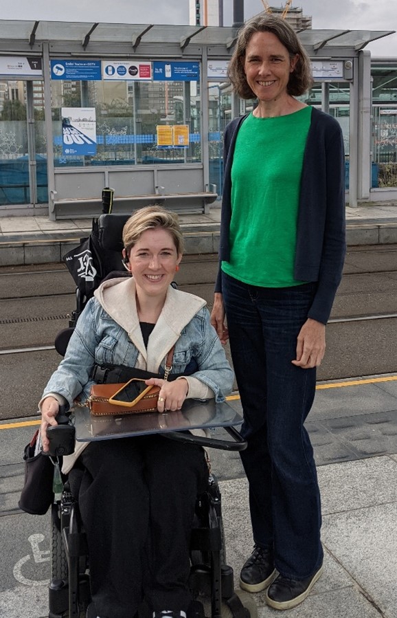 Jacqui Russell and Sarah Rennie on the station platform during their Birmingham trip