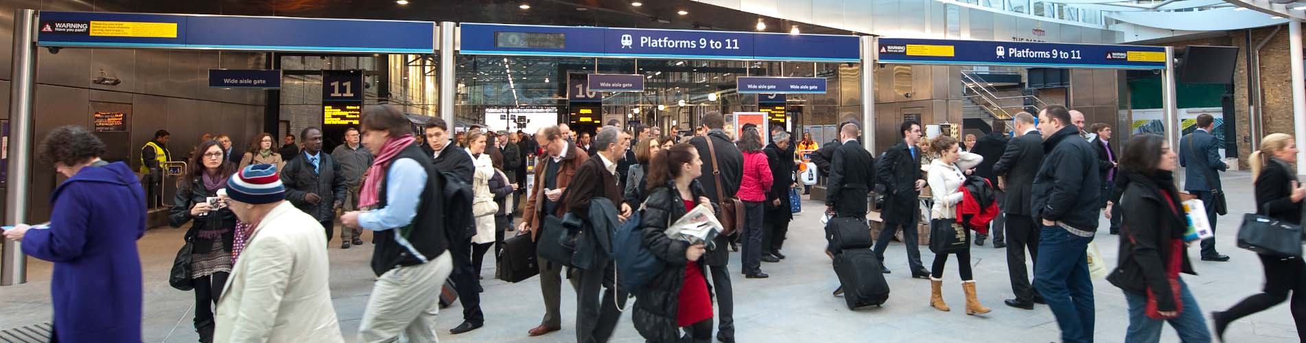 Passengers at King's Cross railway station in London