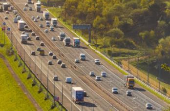 Section of the M62 near Scammonden with vehicles on it 