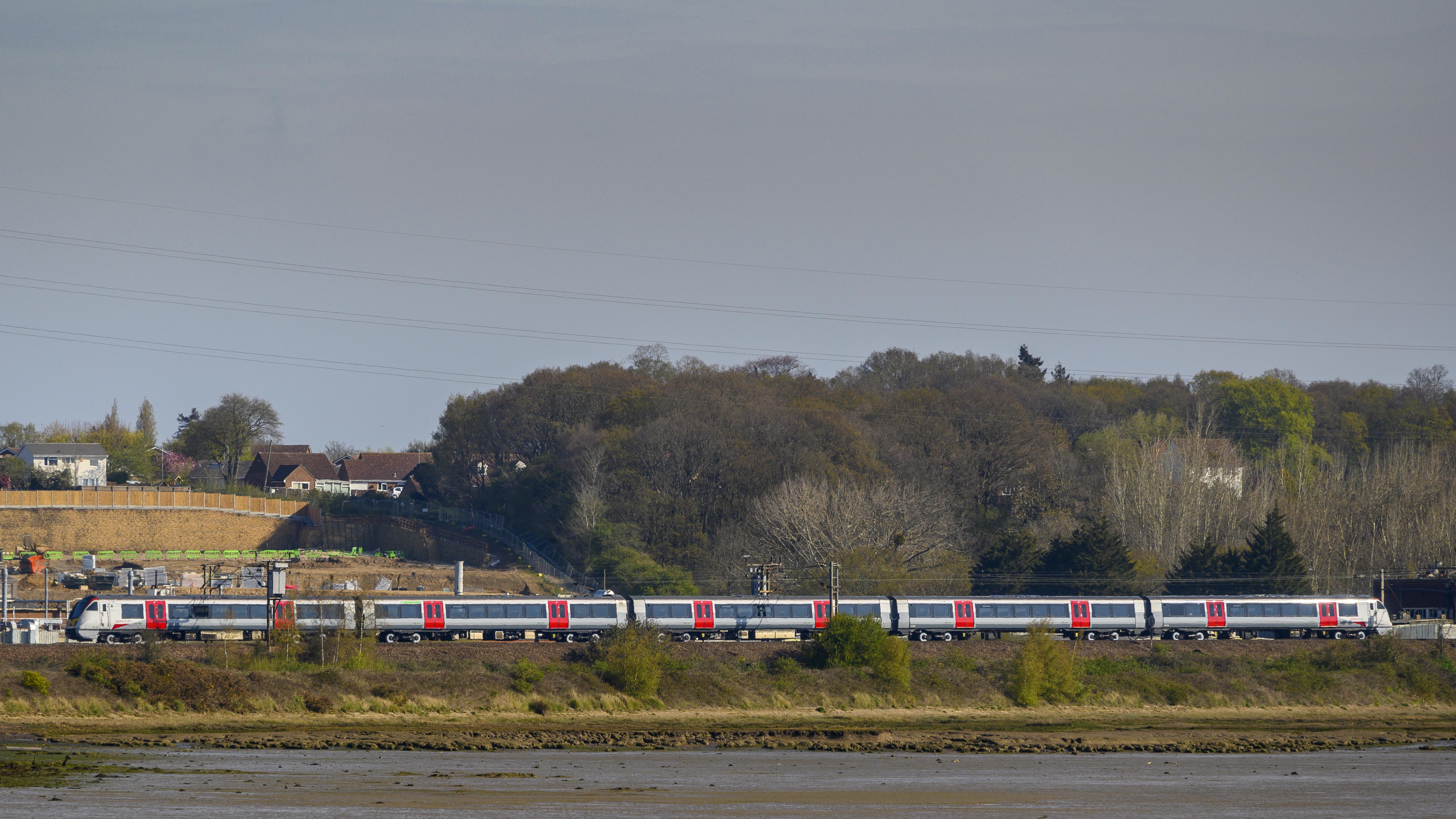 Greater Anglia service running across coastline