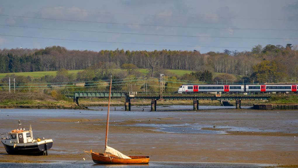 Greater Anglia service running across coastline