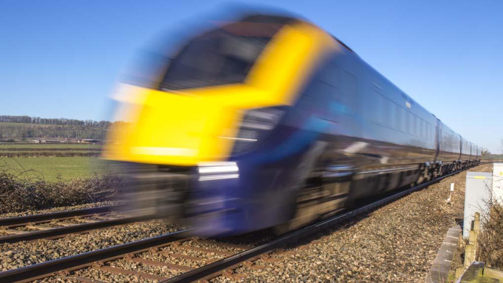 Blurred speeding train