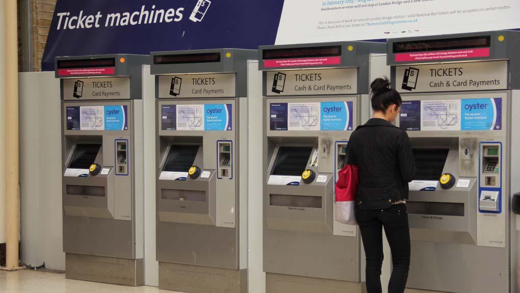 Ticket machines at Charing Cross railway station in London 