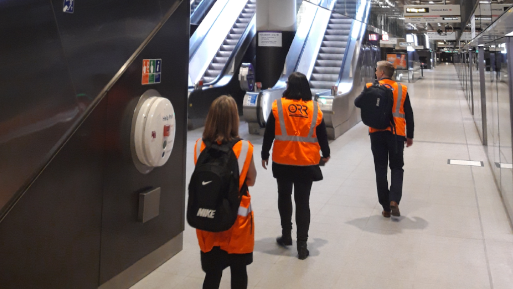 Catherine Hui with colleagues on a visit to the Elizabeth line