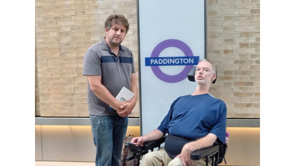 Alan Benson and Matt Westlake on the station platform during their London trip