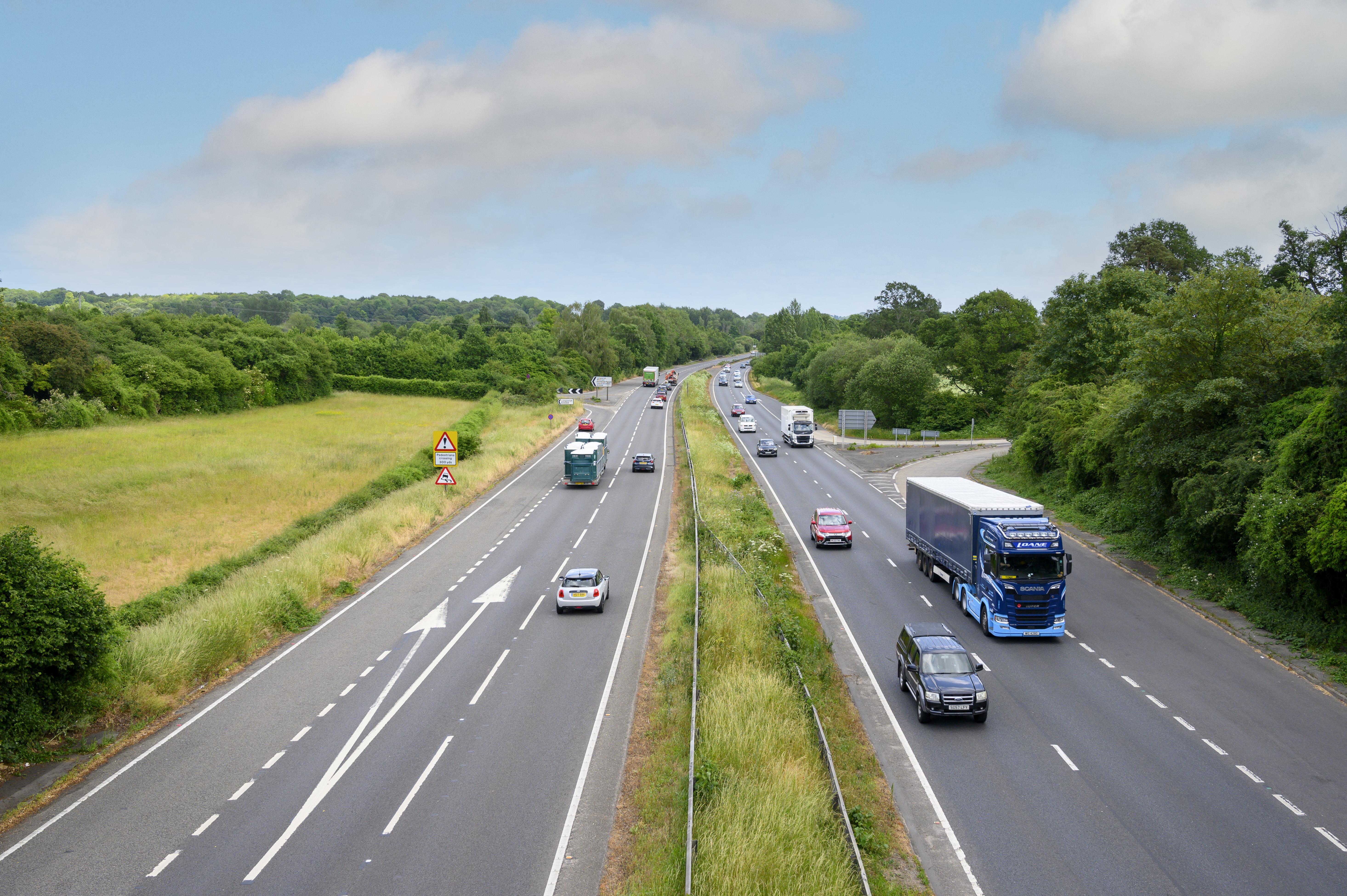 Photo of vehicles on a section of the strategic road network.