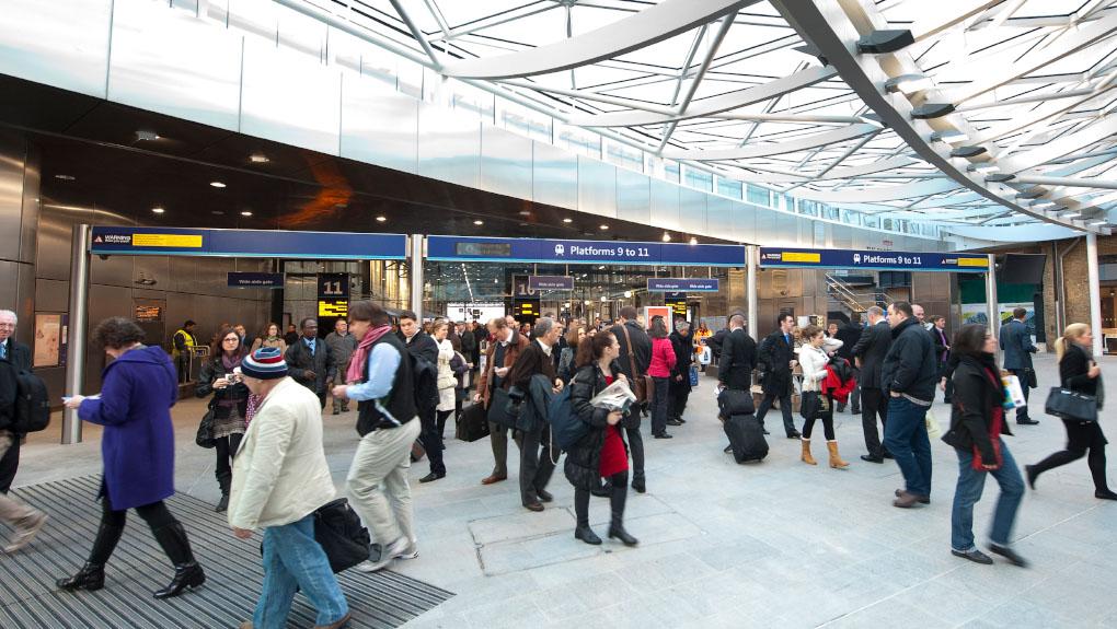 Railway station concourse in Britain