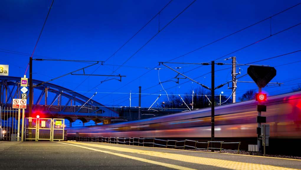 Blurred passenger train