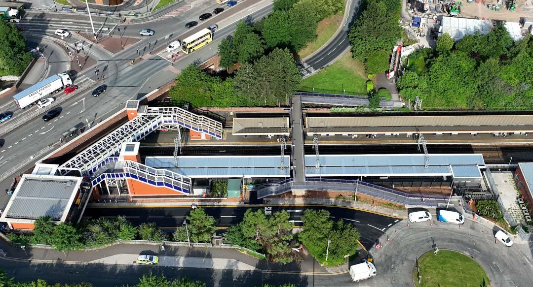 Aerial view of Salford Crescent train station