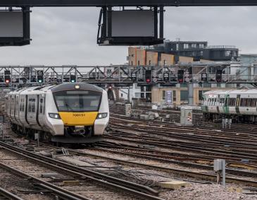 Two GTR trains arriving into London Bridge Station