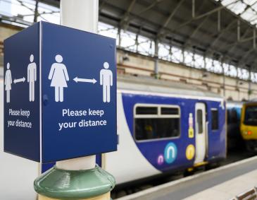 Covid-19 signage at Manchester railway station