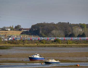 Greater Anglia service running across coastline