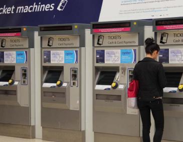 Ticket machines at Charing Cross railway station in London 