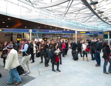 Passengers at King's Cross station in London