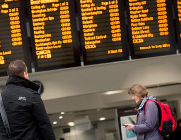 Train board at Birmingham New Street station