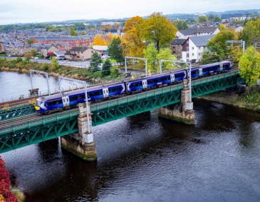 Train passing across the Forth Viaduct