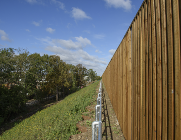 Noise mitigation barrier near the strategic road network.