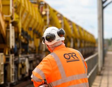 Inspection of freight yard by member of ORR RSD team