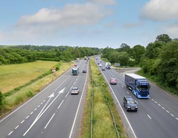 Photo of vehicles on a section of the strategic road network.