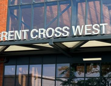 Western entrance signage of Brent Cross West