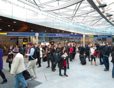 Railway station concourse in Britain