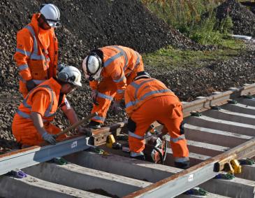 Engineers working on track